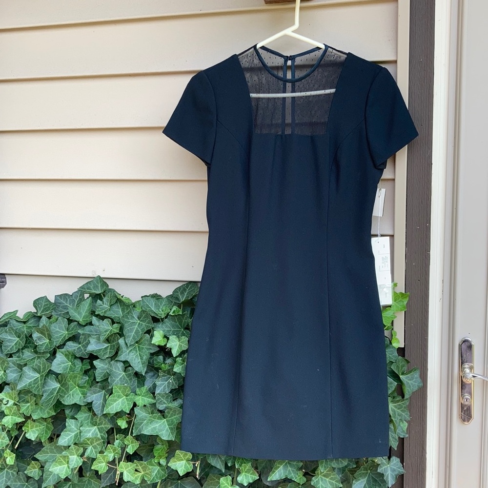 New Vintage little black dress poka dot Petite 12